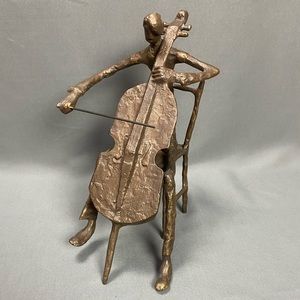 Metal (Bronze?) Cellist Sculpture Figurine